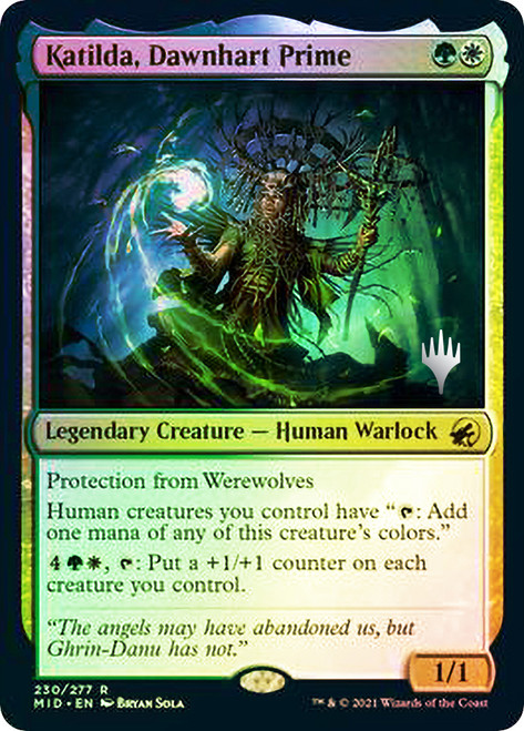 Katilda, Dawnhart Prime (Promo Pack) (Innistrad: Midnight Hunt)\nPromo: Planeswalker Stamped\nSingle\nMagic The Gathering