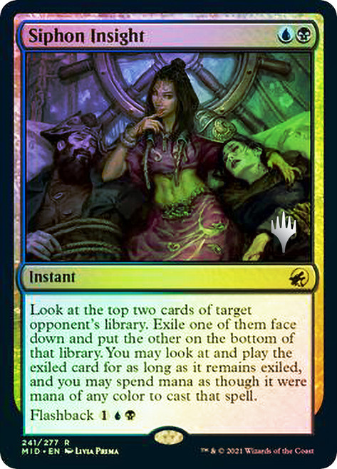 Siphon Insight (Promo Pack) (Innistrad: Midnight Hunt)\nPromo: Planeswalker Stamped\nSingle\nMagic The Gathering