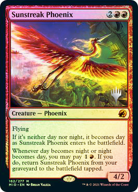 Sunstreak Phoenix (Promo Pack) (Innistrad: Midnight Hunt)\nPromo: Planeswalker Stamped\nSingle\nMagic The Gathering