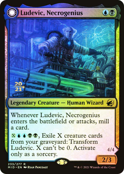 Ludevic, Necrogenius // Olag, Ludevic's Hubris (Prerelease) (Innistrad: Midnight Hunt)\nPromo: Date Stamped\nSingle\nMagic The Gathering