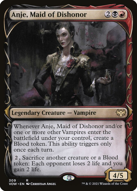 Anje, Maid of Dishonor (Showcase)\nInnistrad: Crimson Vow - Variants\nSingle\nMagic The Gathering