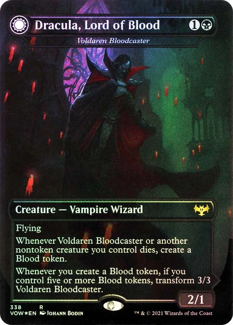 Voldaren Bloodcaster // Bloodbat Summoner (Dracula, Lord of Blood // Dracula, Lord of Bats) (Dracula Series) (#338)
Innistrad: Crimson Vow
Single
Magic: The Gathering