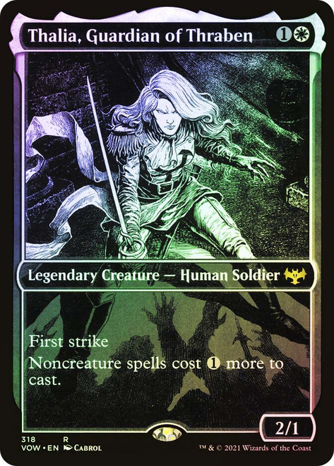 Thalia, Guardian of Thraben (Showcase)\nInnistrad: Crimson Vow - Variants\nSingle\nMagic The Gathering