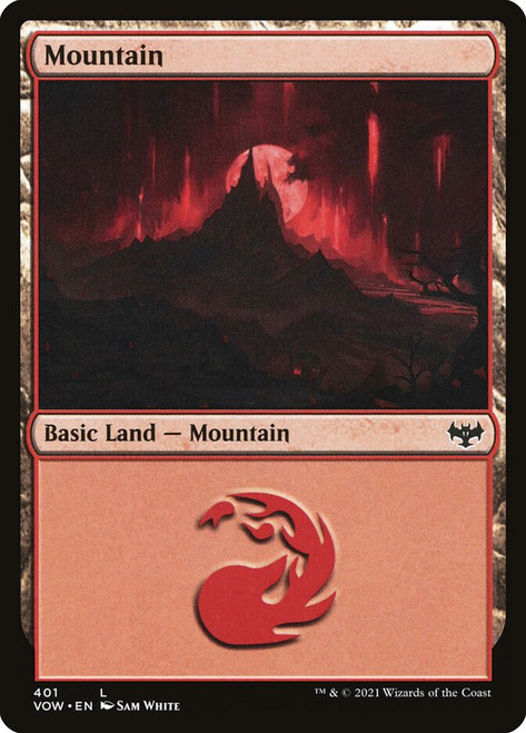 Mountain (#401)\nInnistrad: Crimson Vow\nSingle\nMagic The Gathering