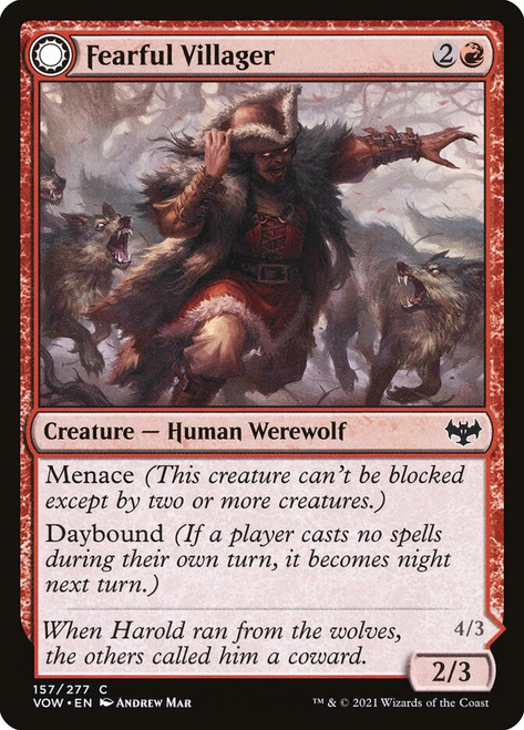 Fearful Villager // Fearsome Werewolf\nInnistrad: Crimson Vow\nSingle\nMagic The Gathering