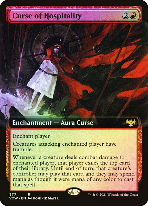 Curse of Hospitality (Extended Art)\nInnistrad: Crimson Vow - Variants\nSingle\nMagic The Gathering