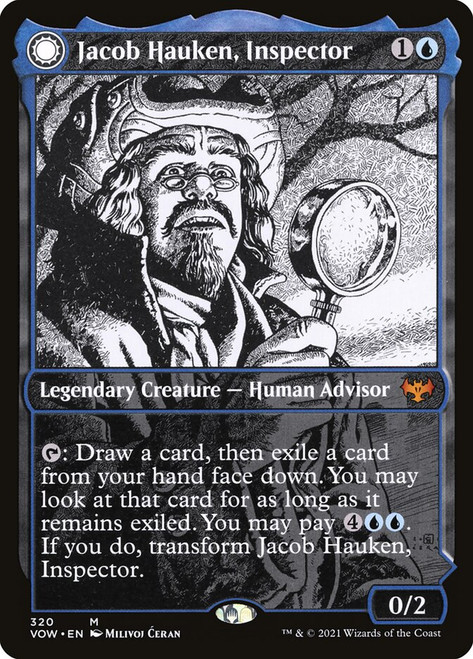 Jacob Hauken, Inspector // Hauken's Insight (#320)
Innistrad: Crimson Vow
Single
Magic: The Gathering