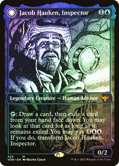 Jacob Hauken, Inspector // Hauken's Insight (#320)
Innistrad: Crimson Vow
Single
Magic: The Gathering