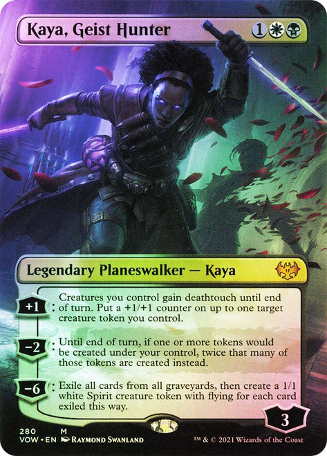 Kaya, Geist Hunter (Borderless)\nInnistrad: Crimson Vow - Variants\nSingle\nMagic The Gathering