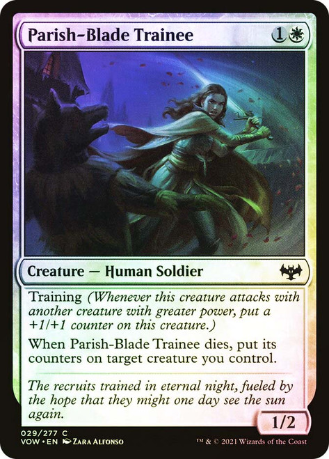 Parish-Blade Trainee\nInnistrad: Crimson Vow\nSingle\nMagic The Gathering