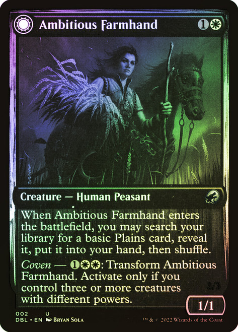 Ambitious Farmhand // Seasoned Cathar\nInnistrad: Double Feature\nSingle\nMagic The Gathering
