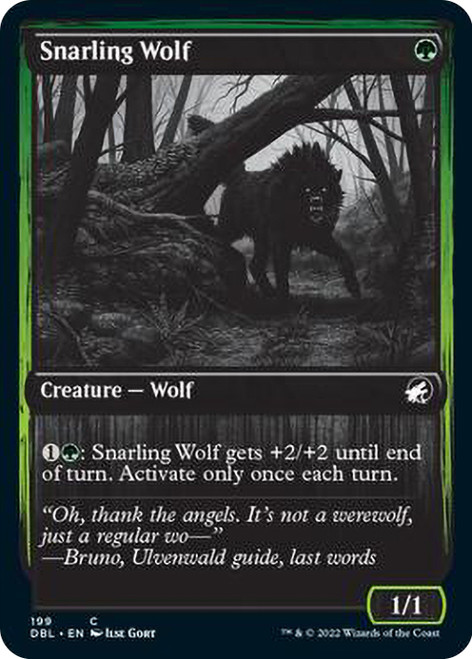 Snarling Wolf (#199)\nInnistrad: Double Feature\nSingle\nMagic The Gathering