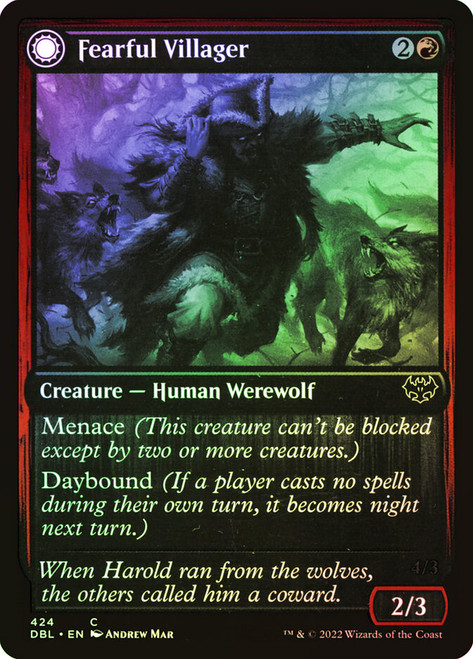 Fearful Villager // Fearsome Werewolf\nInnistrad: Double Feature\nSingle\nMagic The Gathering