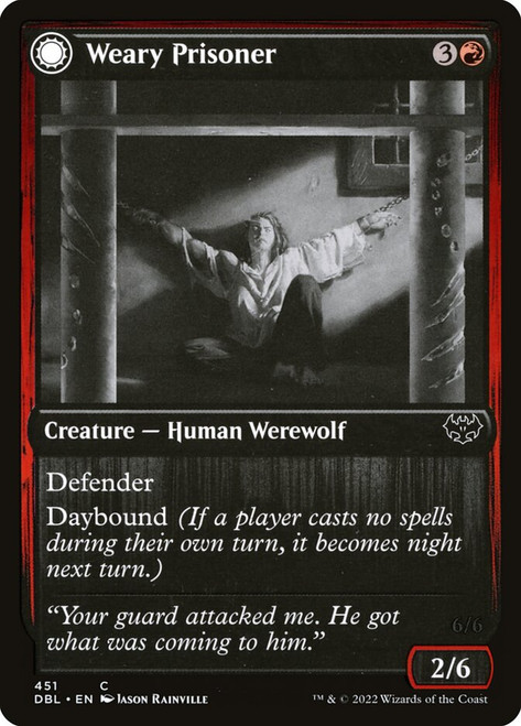 Weary Prisoner // Wrathful Jailbreaker\nInnistrad: Double Feature\nSingle\nMagic The Gathering