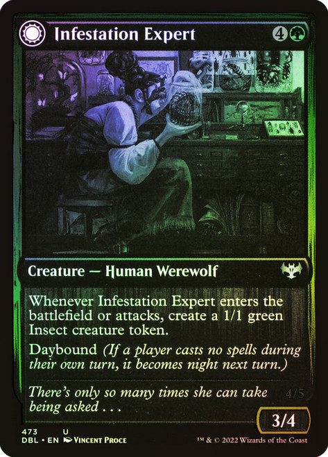 Infestation Expert // Infested Werewolf\nInnistrad: Double Feature\nSingle\nMagic The Gathering