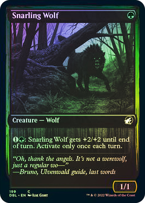 Snarling Wolf (#199)\nInnistrad: Double Feature\nSingle\nMagic The Gathering