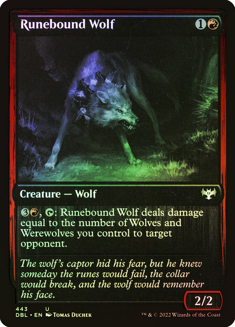 Runebound Wolf\nInnistrad: Double Feature\nSingle\nMagic The Gathering