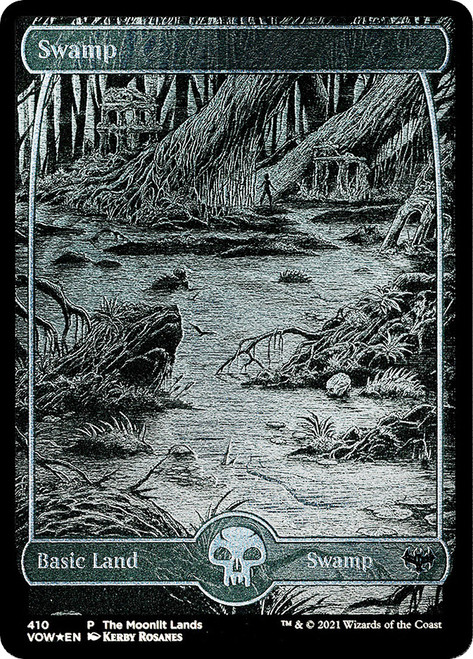 Swamp (The Moonlit Lands) (Foil Etched)\nPromo: General - Foil Etched\nSingle\nMagic The Gathering