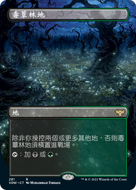 Deathcap Glade (Borderless)\nInnistrad: Crimson Vow - Variants - Chinese - Traditional\nSingle\nMagic The Gathering
