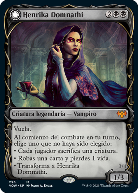 Henrika Domnathi // Henrika, Infernal Seer (Showcase)\nInnistrad: Crimson Vow - Variants - Spanish\nSingle\nMagic The Gathering