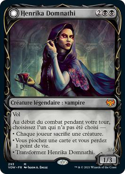 Henrika Domnathi // Henrika, Infernal Seer (Showcase)\nInnistrad: Crimson Vow - Variants - French\nSingle\nMagic The Gathering