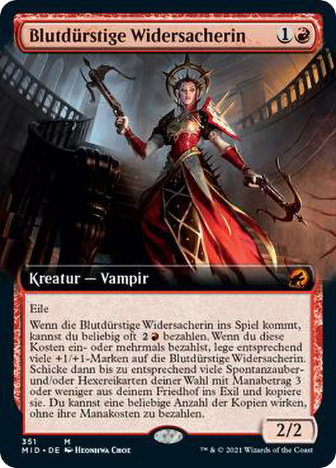 Bloodthirsty Adversary (Extended Art)\nInnistrad: Midnight Hunt - Variants - German\nSingle\nMagic The Gathering
