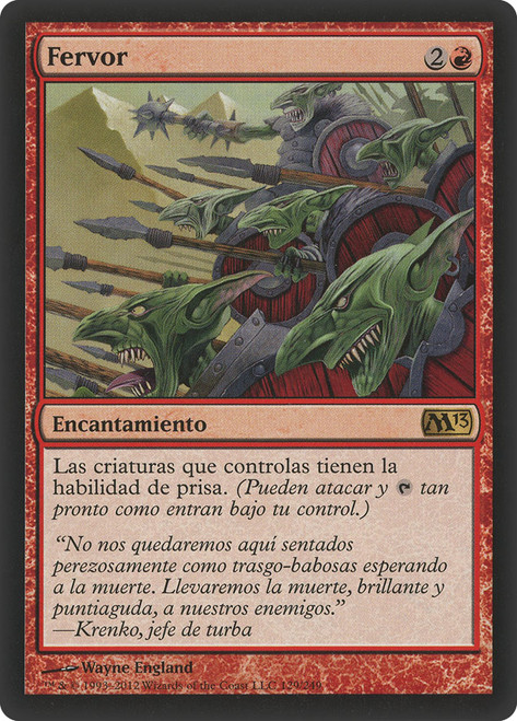 Fervor\nMagic 2013 Core Set - Spanish\nSingle\nMagic The Gathering