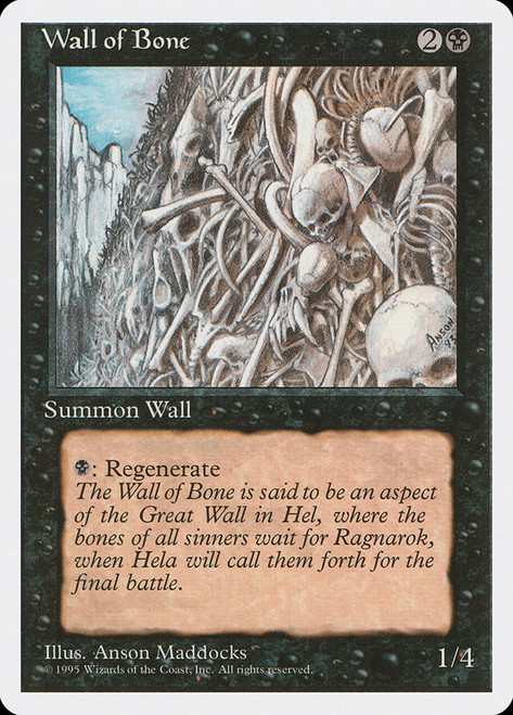 Wall of Bone\n4th Edition\nSingle\nMagic The Gathering