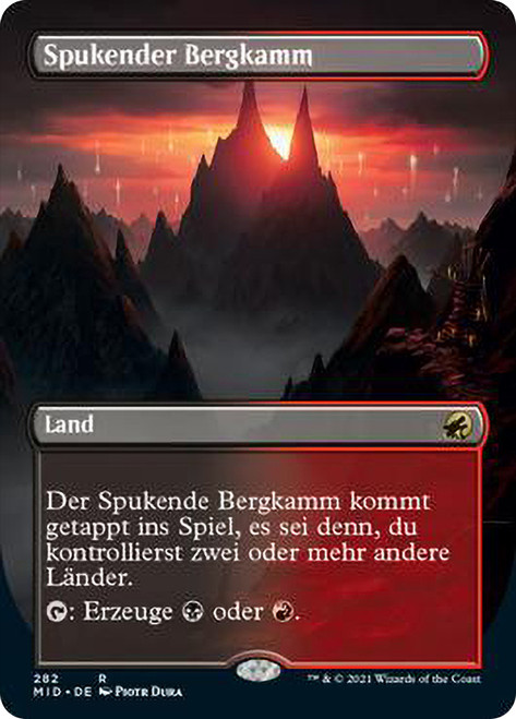 Haunted Ridge (Borderless)\nInnistrad: Midnight Hunt - Variants - German\nSingle\nMagic The Gathering