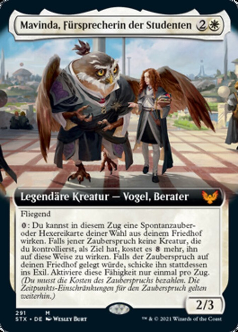 Mavinda, Students' Advocate (Extended Art)\nStrixhaven: School of Mages - Variants - German\nSingle\nMagic The Gathering