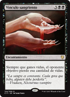 Sanguine Bond\nCommander: 2017 Edition - Spanish\nSingle\nMagic The Gathering