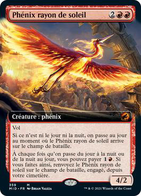 Sunstreak Phoenix (Extended Art)\nInnistrad: Midnight Hunt - Variants - French\nSingle\nMagic The Gathering