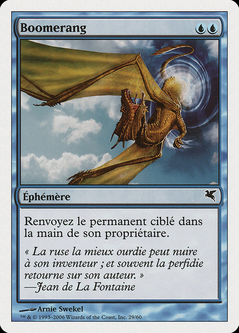 Boomerang (#29)\nSalvat-Hachette - French\nSingle\nMagic The Gathering