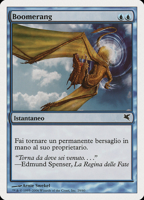 Boomerang (#29)\nSalvat-Hachette - Italian\nSingle\nMagic The Gathering