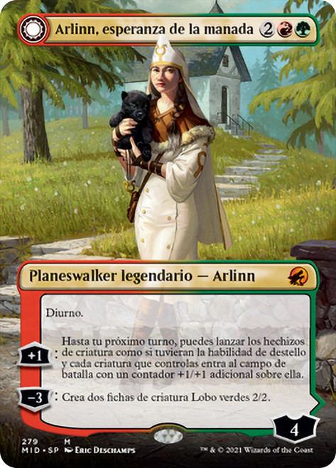 Arlinn, the Pack's Hope // Arlinn, the Moon's Fury (Borderless)\nInnistrad: Midnight Hunt - Variants - Spanish\nSingle\nMagic The Gathering