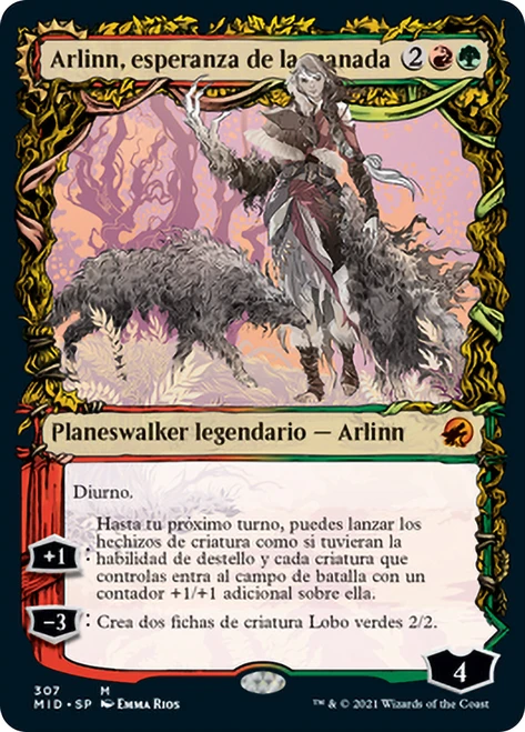 Arlinn, the Pack's Hope // Arlinn, the Moon's Fury (Showcase)\nInnistrad: Midnight Hunt - Variants - Spanish\nSingle\nMagic The Gathering