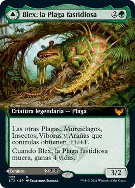 Blex, Vexing Pest // Search for Blex (Extended Art)\nStrixhaven: School of Mages - Variants - Spanish\nSingle\nMagic The Gathering