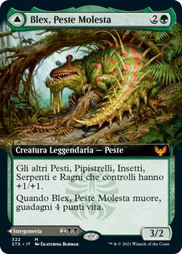 Blex, Vexing Pest // Search for Blex (Extended Art)\nStrixhaven: School of Mages - Variants - Italian\nSingle\nMagic The Gathering