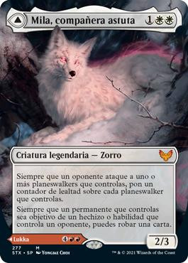 Mila, Crafty Companion // Lukka, Wayward Bonder (Borderless)\nStrixhaven: School of Mages - Variants - Spanish\nSingle\nMagic The Gathering