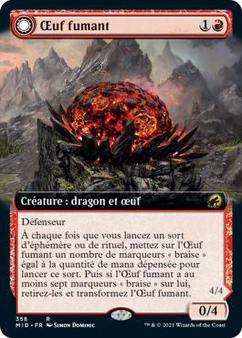 Smoldering Egg // Ashmouth Dragon (Extended Art)\nInnistrad: Midnight Hunt - Variants - French\nSingle\nMagic The Gathering