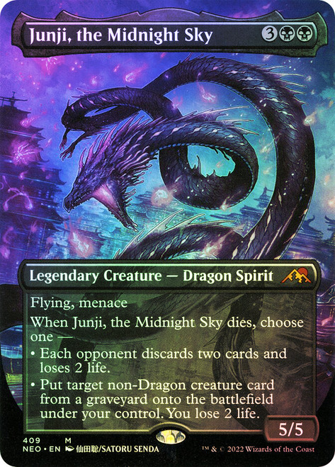 Junji, the Midnight Sky (Borderless)\nKamigawa: Neon Dynasty - Variants\nSingle\nMagic The Gathering