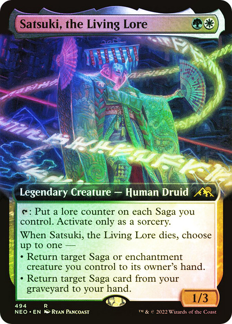 Satsuki, the Living Lore (Extended Art)\nKamigawa: Neon Dynasty - Variants\nSingle\nMagic The Gathering