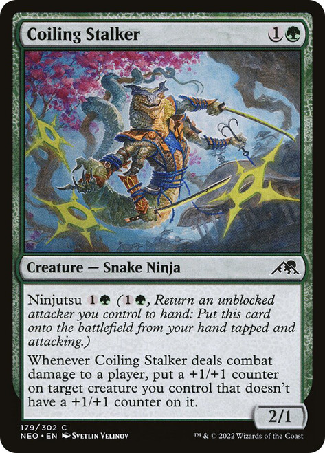 Coiling Stalker\nKamigawa: Neon Dynasty\nSingle\nMagic The Gathering