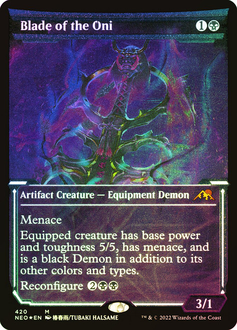 Blade of the Oni (Showcase) (Foil Etched)\nKamigawa: Neon Dynasty - Foil Etched\nSingle\nMagic The Gathering