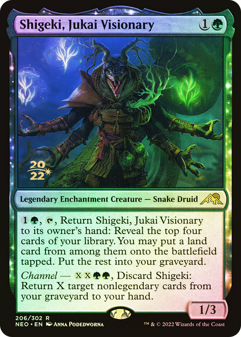 Shigeki, Jukai Visionary (Prerelease) (Kamigawa: Neon Dynasty)\nPromo: Date Stamped\nSingle\nMagic The Gathering