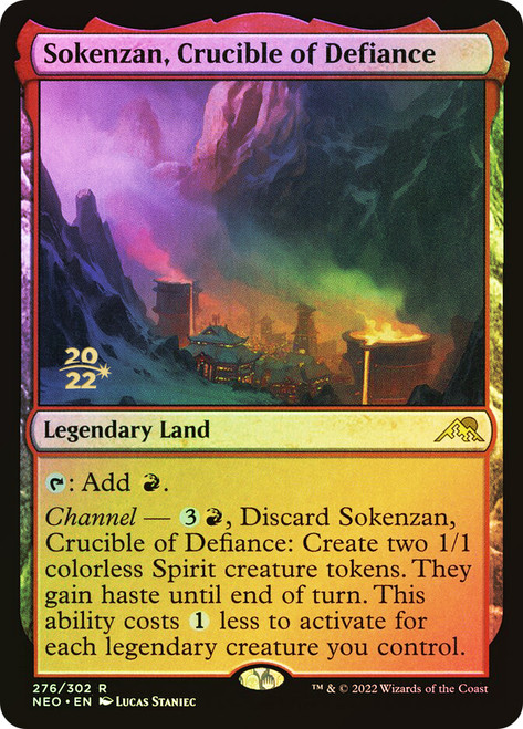 Sokenzan, Crucible of Defiance (Prerelease) (Kamigawa: Neon Dynasty)\nPromo: Date Stamped\nSingle\nMagic The Gathering