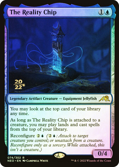 The Reality Chip (Prerelease) (Kamigawa: Neon Dynasty)\nPromo: Date Stamped\nSingle\nMagic The Gathering