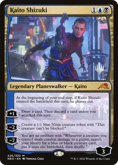 Kaito Shizuki (Promo Pack) (Kamigawa: Neon Dynasty)\nPromo: Planeswalker Stamped\nSingle\nMagic The Gathering