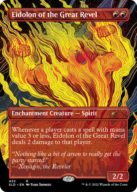 Eidolon of the Great Revel (Secret Lair) (Borderless)\nPromo: General\nSingle\nMagic The Gathering