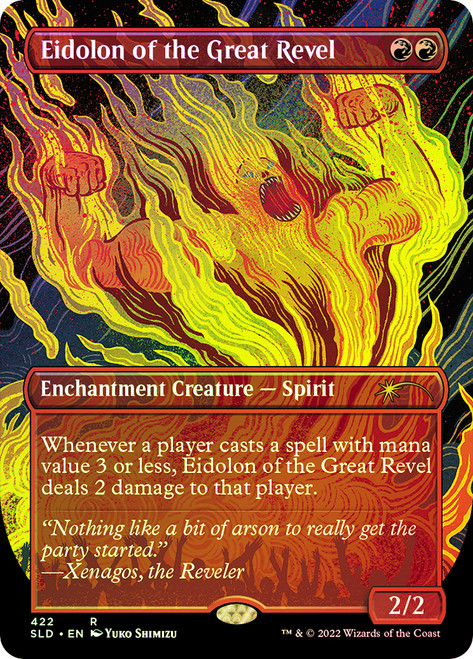 Eidolon of the Great Revel (Secret Lair) (Borderless)\nPromo: General\nSingle\nMagic The Gathering